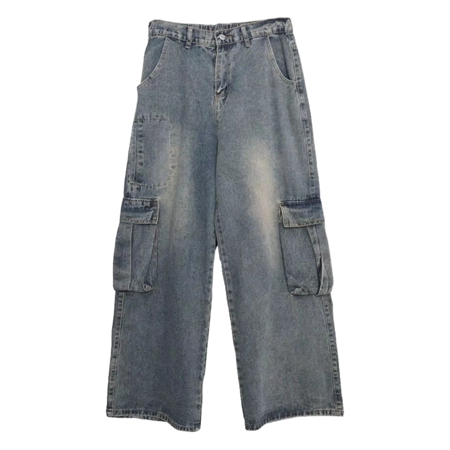 Old American Style Vintage Washed Jeans for Men and Women Couples All-match High Street Multi-pocket Dipped Casual Covers Trendy Covers