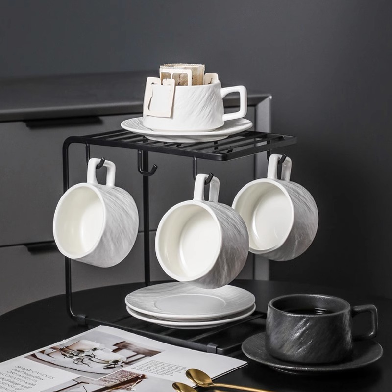 Picture of Casual American Coffee Cup and Saucer Set Rock Pattern Tea Cup Hanging Ear Coffee Cup Home Breakfast Cup Afternoon Tea Cup