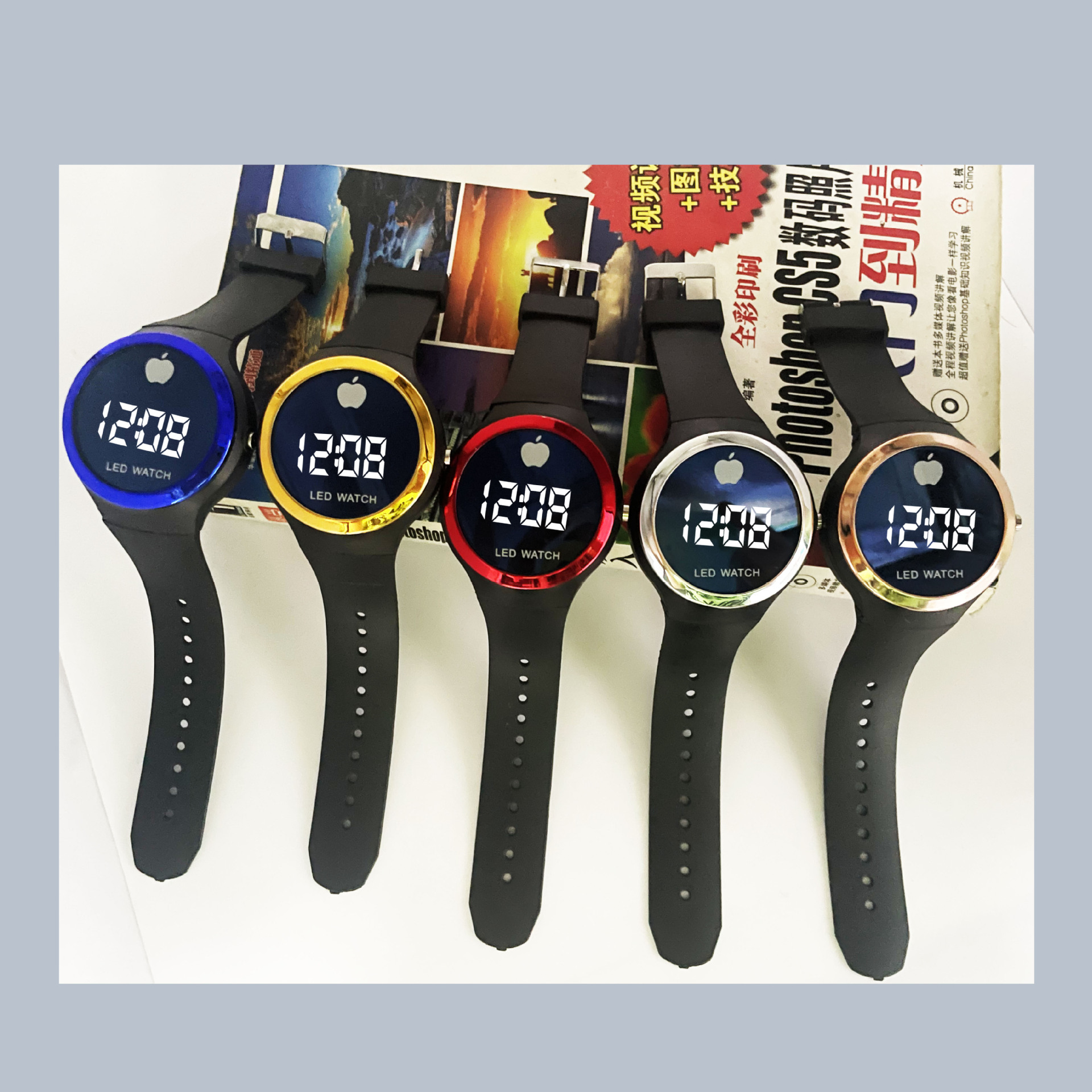 New LED luminous key electronic watch outdoor sports fashion trend plating couple teenagers watch