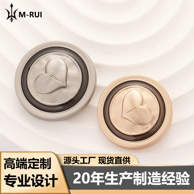 Small fragrant style metal round heart-shaped oil drop button overcoat buckle Joker windbreaker coat vintage button wholesale