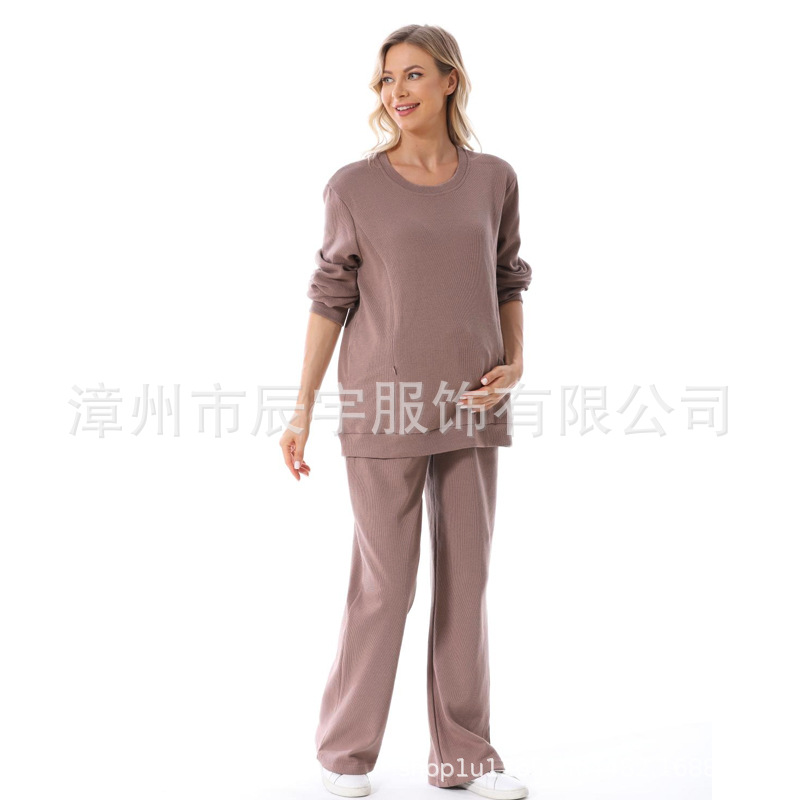 Picture of Pregnant Women's suit Fashion 2025 European and American Two-piece New Loose Out Spring and Autumn Pregnant Women's Breastfeeding Dress Home Simple