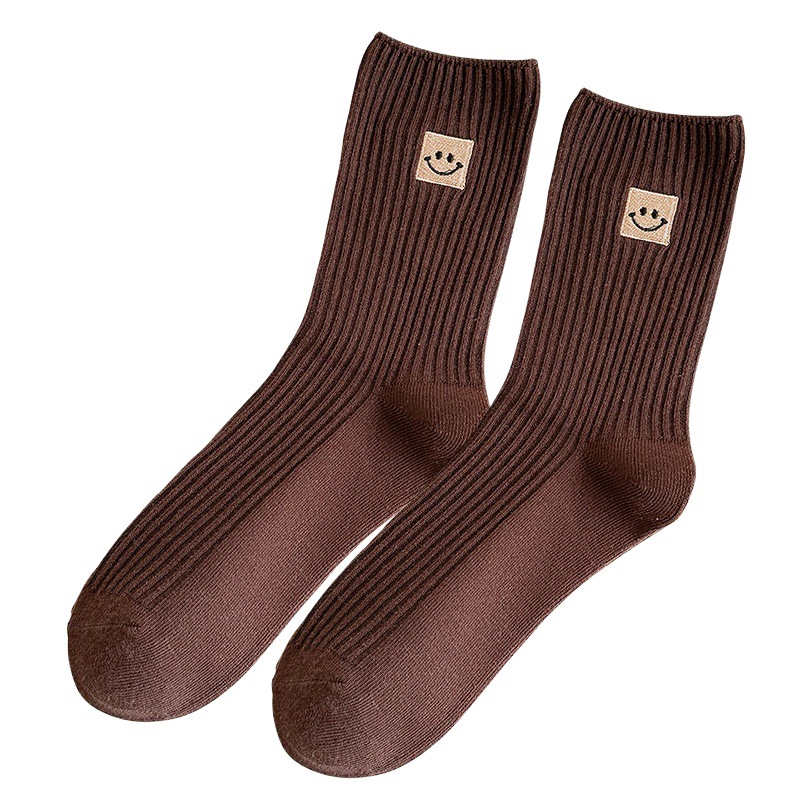 Socks for Women Spring and Summer Thin Breathable Mid-Calf Socks Embroidered Cotton Socks Double-Needle Loose Mouth Confinement Socks Zhuji Women's Socks Wholesale