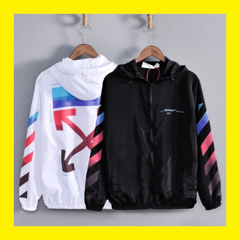 off gradient arrow sun protection clothing men and women couple ow fashion brand air conditioning shirt outdoor sports leisure hoodie lightweight