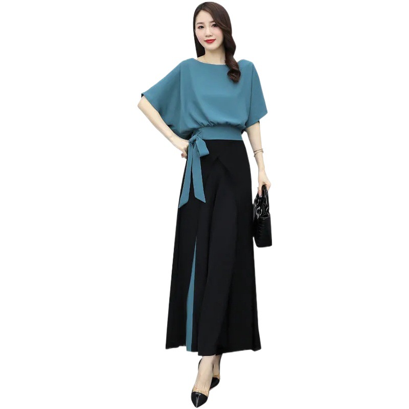 Wide Leg Pants suit Women's 2023 Summer New Korean Style Fashion Slim-fit Slimming Western Style Age-reducing Two-piece Fashionable Suit
