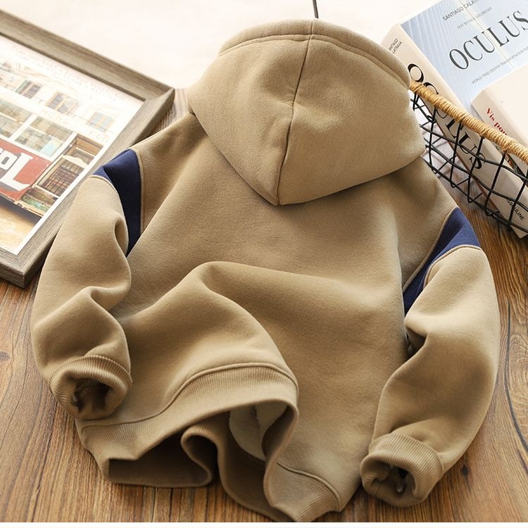 Picture of Boys' fleece-lined sweater autumn and winter children's hooded pullover sports top 2024 Winter thickened bottoming shirt fashion