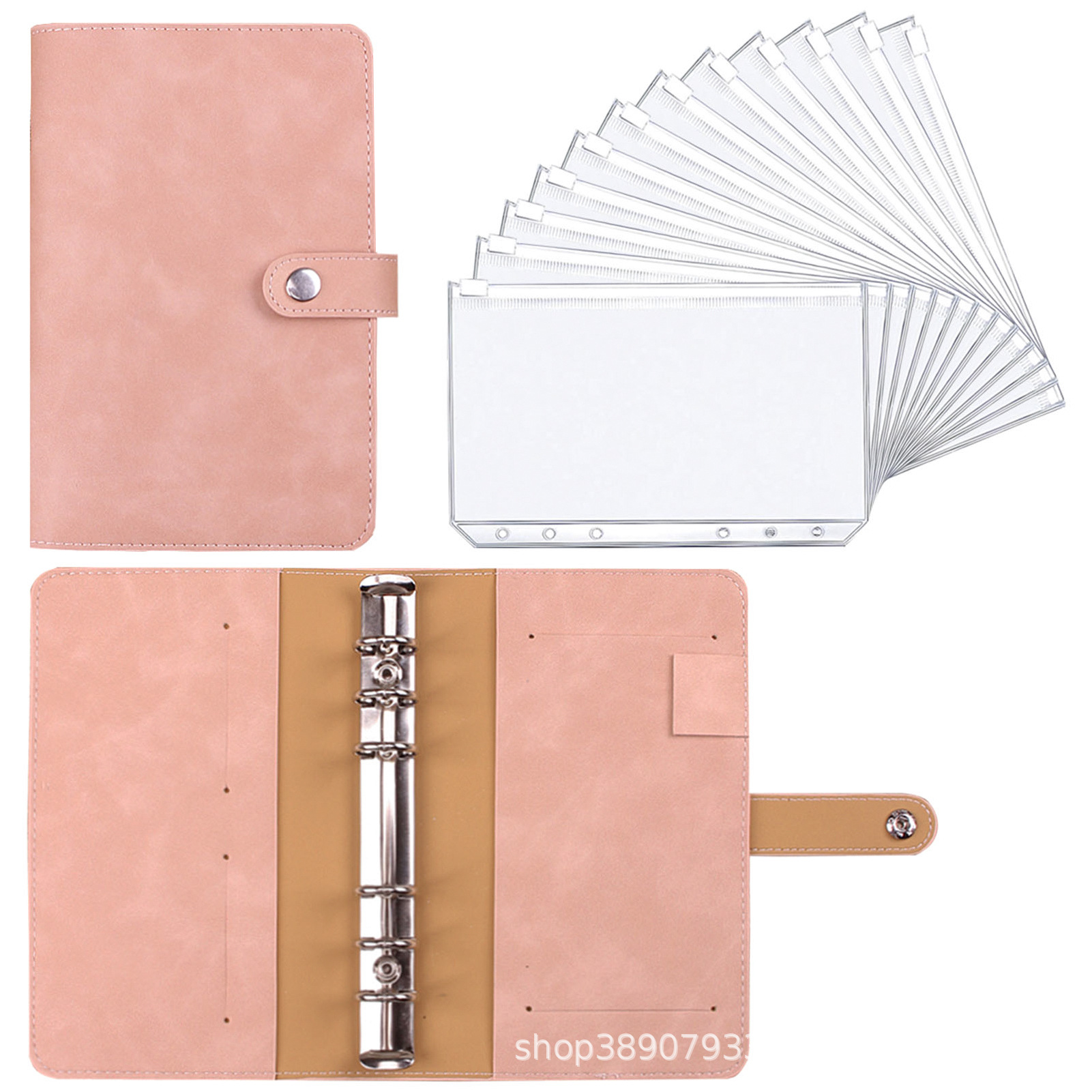 Cross-border special for Macaron hand book cash budget envelope set A6PU leather case 12 pieces a set of binder