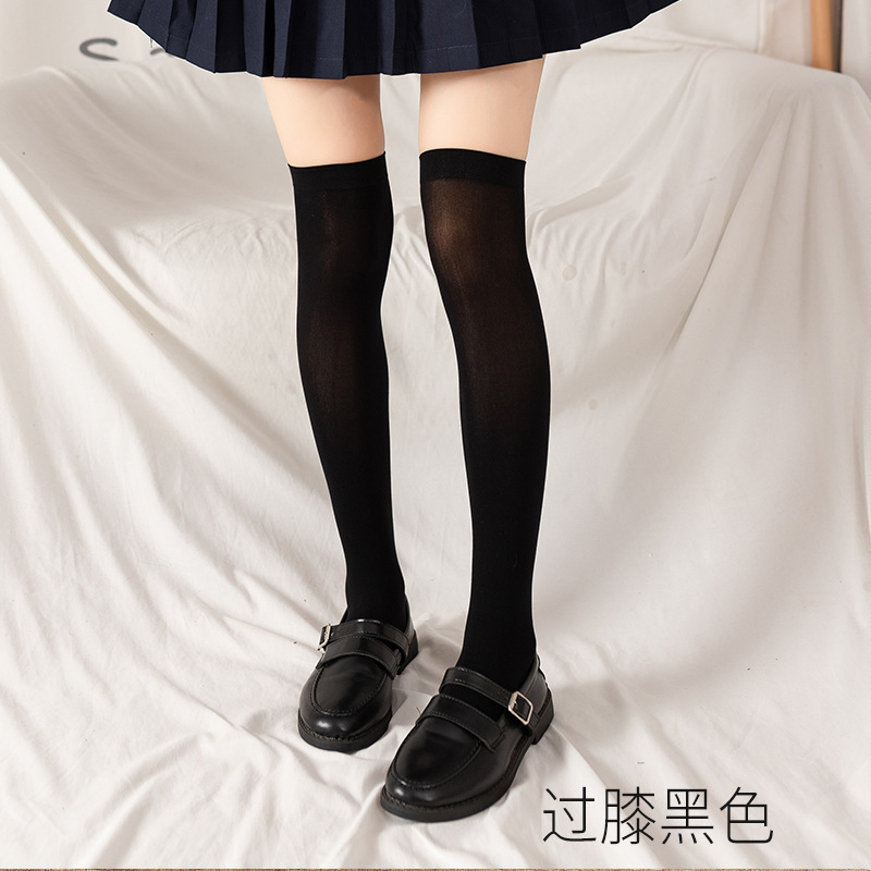 Picture of White velvet calf socks spring and summer stockings women's black thin long tube jk uniform knee socks Japanese mid-length stockings