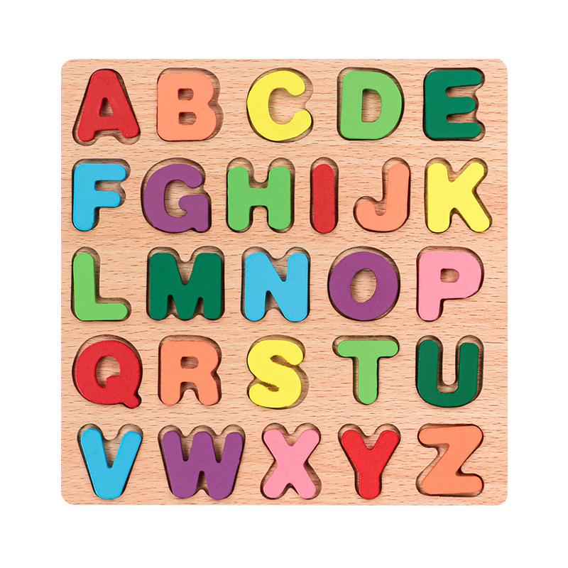 Picture of Wooden Kidsren's Number Board Letter Board Puzzle Puzzle Geometric Shape Matching Hand-grabbing Panel Early Education Educational Toys