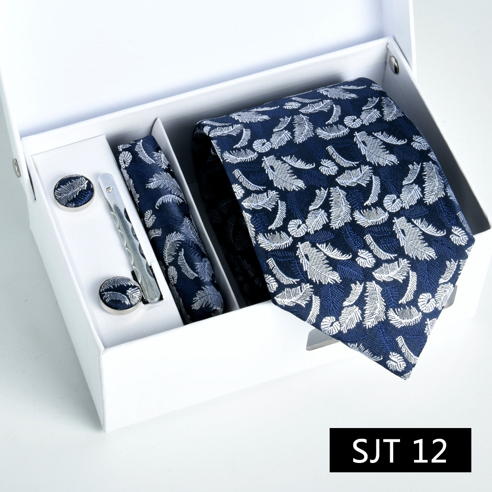 Picture of Tie formal business executive 5-piece gift box wedding = = groom wedding festive wine red in stock new
