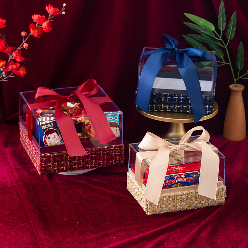 Picture of Accompanying Gift Box Empty Box Bridesmaid Best Man High-end Velvet Acrylic Gift Box New Wedding Engagement Candy Box