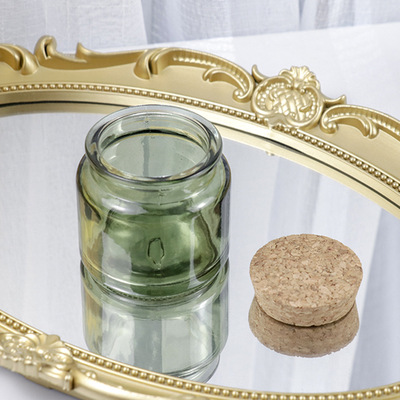 Picture of Brown Cork Scented Candle Glass Jar Handmade Glass Candle Holder Candle Jar Sealed Scented Candle Cup