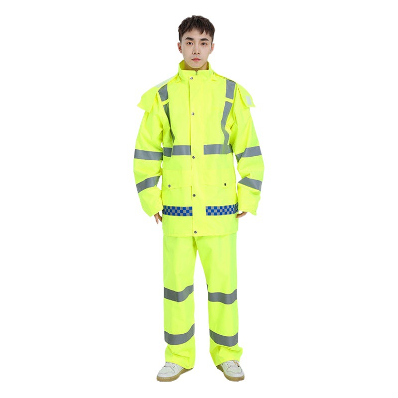 Wholesale Adult Split Raincoat Rain Pants suit Outdoor Duty Riding Labor Protection Reflective Raincoat Poncho Anti-storm Rain Suit