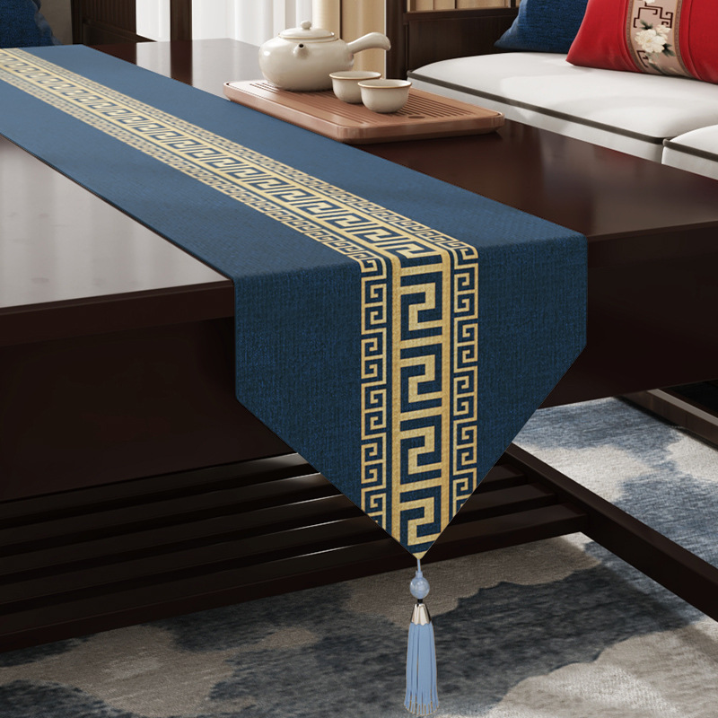 New Chinese Style Waterproof Tea Table High-end Tea Table Runner Zen Tea Table Cushion Cloth Tea Table Light Luxury High-end Sense Tablecloth Tea Flag