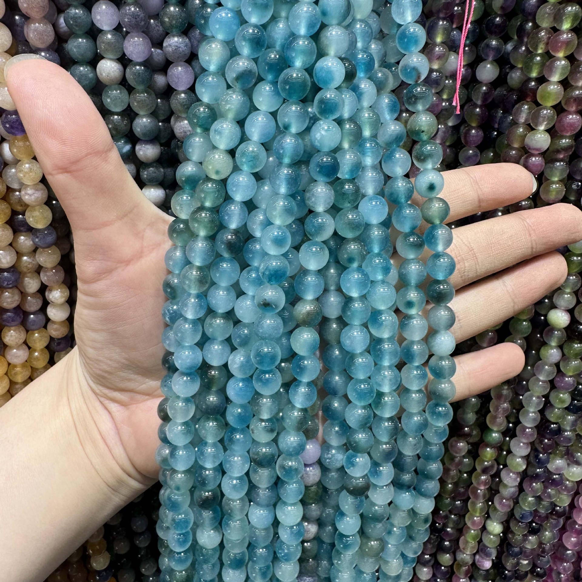 Picture of Live hot grade a chalcedony 8mm two-color round beads beads handmade diy Internet celebrity matching in stock jewelry