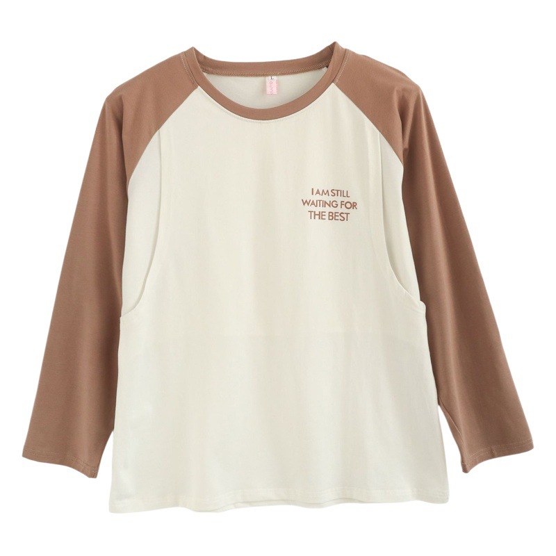 Picture of Breastfeeding Top T-Shirt Hot Mom Style Pure Cotton Outer Wear Spring and Autumn Pregnant Women's Long Sleeve Breastfeeding Moon Dress Women's Large Size