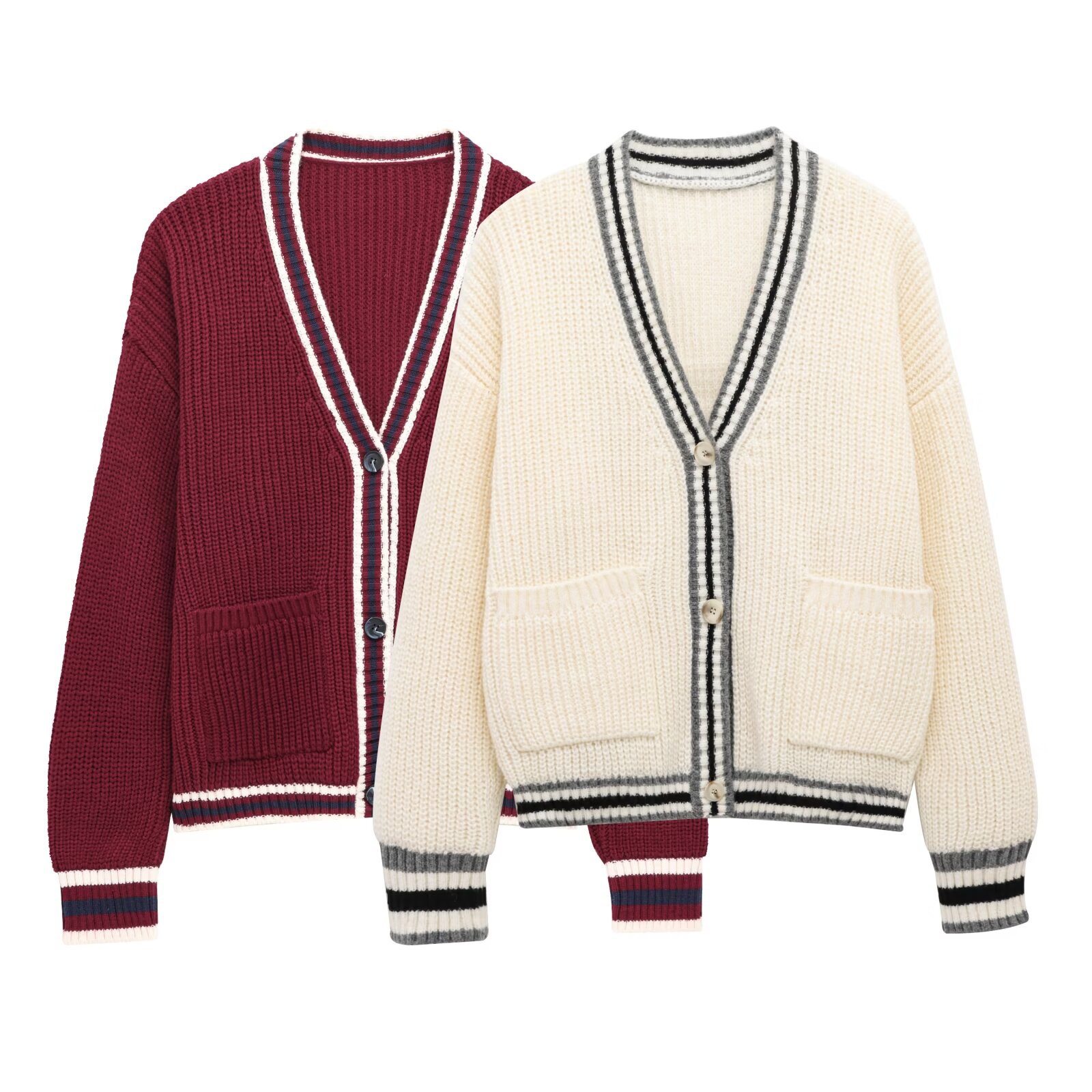 ZA cross-border women's clothing wholesale European and American style simple Joker sweater loose casual sweater coat 6771154