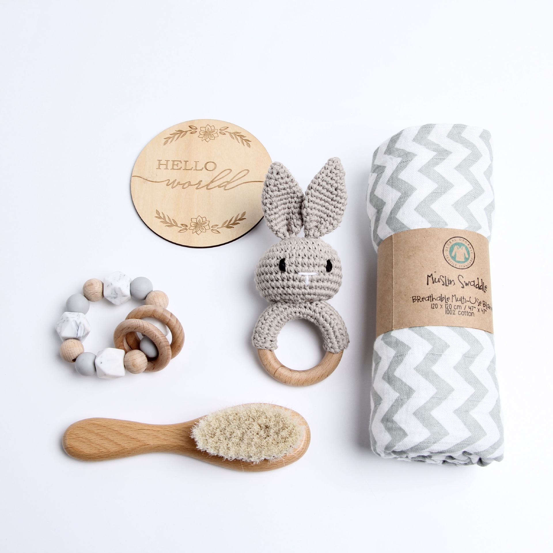 Picture of Cross-border EtsyTemuShein explosions baby newborn full moon gift box rabbit suit crochet wooden toys