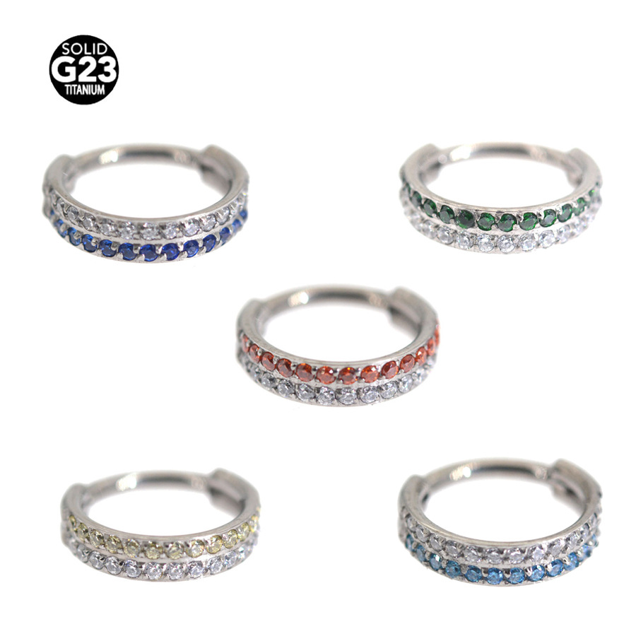 Picture of F136 titanium alloy 16G double drill nose ring earrings earrings closed ring puncture jewelry wholesale 2024 new