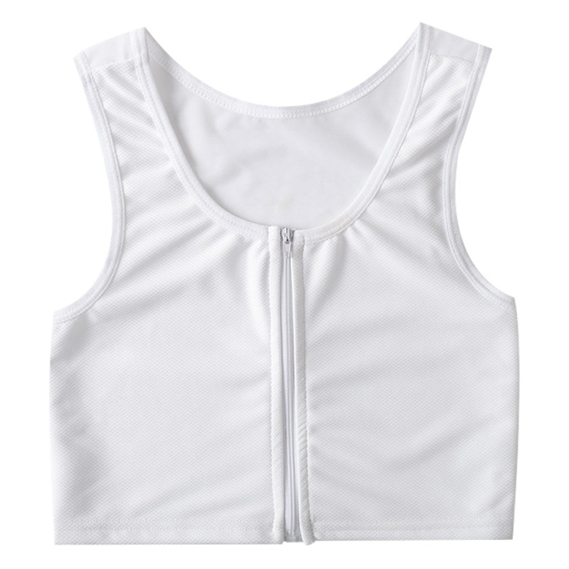 Front Zipper Belted Les Super Flat Big Chest Show Small Handsome T Shaping Chest Shrinkable Breast Wrap Shrinkable Underwear Female COS Student