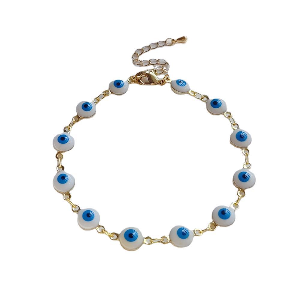 Picture of Cross-border European and American ins Bohemian Joker Beaded Copper Gold Plated Oil Drop Color Lucky Eyes Bracelet for Women Wholesale