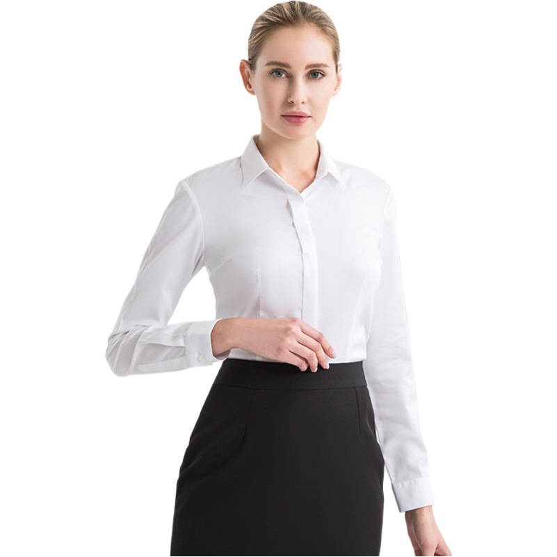 High-grade cotton garment non-ironing shirt women's high-grade business professional shirt solid color long sleeve commuter spring and autumn women's clothing