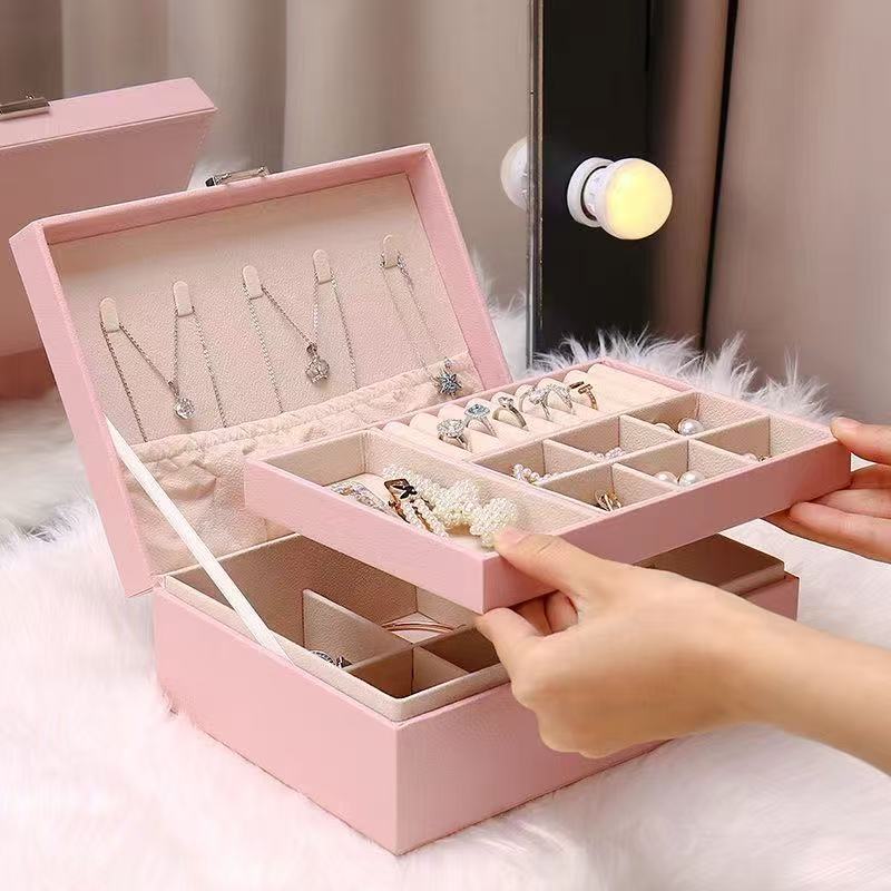 Jewelry Storage Box Earrings Earrings Necklace Ring Box Jewelry with Lock High-end Exquisite Jewelry Box