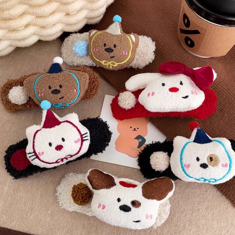 Cute Plush Bear Large Duckbill Clip Women's 2024 New Autumn and Winter Hairpin Back Head Hairpin High-grade Headwear