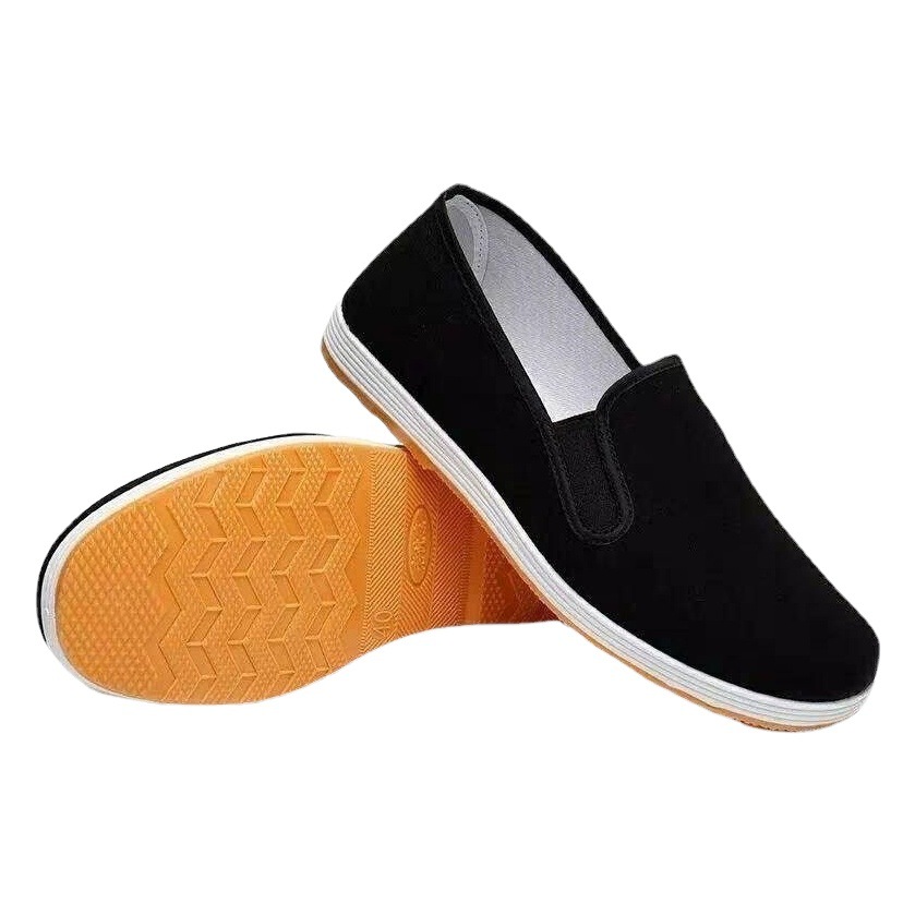 Old Beijing Cloth Shoes, Men's Winter Velvet Thickeneded Cold-Proof and Warm Labor Protection Slip-On Black Cloth Shoes, Non-Slip