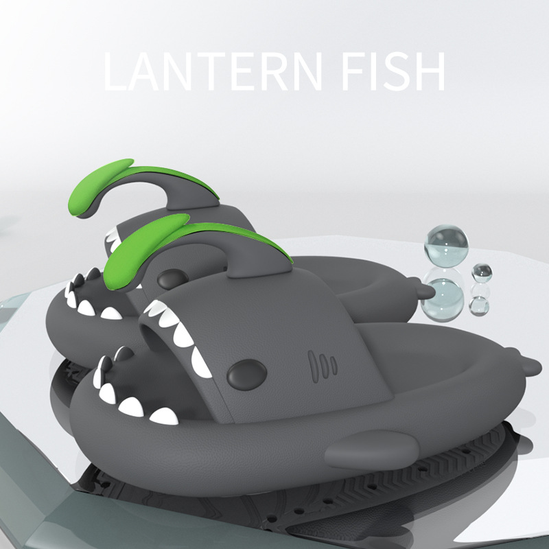 Picture of New Style Lantern Fish Shark Slippers Female Couple Indoor and Outdoor Thick Slippers Female Slip-on Feeling Soft Sole Home Sandals for Men
