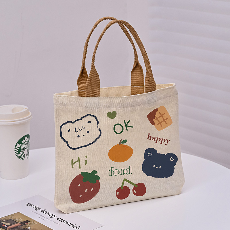 2025 New Cute Cartoon Japanese Style Canvas Bag Tutorial Lunch Bag Manufacturer Wholesale Bag Women's Bag Handbag