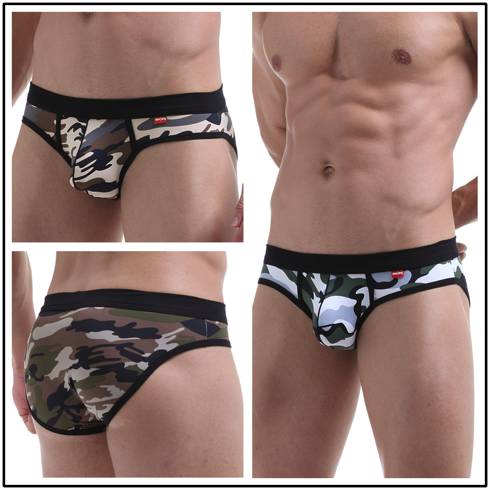 New foreign trade cross-border men's underwear U convex bag sexy camouflage sports breathable sweat-absorbent briefs