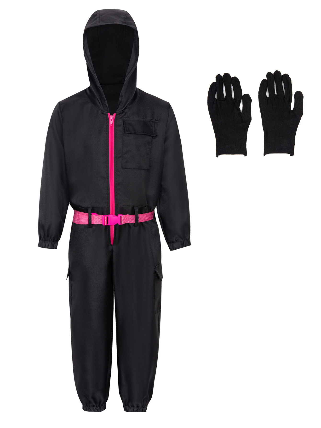 Picture of Halloween European and American Red Zipper Jacket Crock Pants suit Casual Jumpsuit Solid Color Work Uniform Performance Clothes