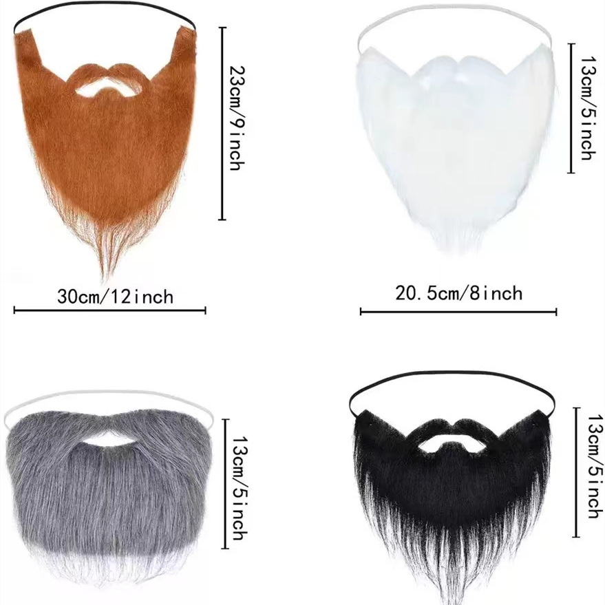 Picture of Amazon Halloween Beard Santa Claus Big Beard White Long Hair Black Big Beard Party Beard Dress up