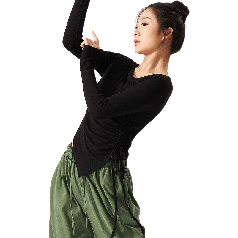 Dancing Clothing Modern Practicing Clothing Adult Female Chinese Classical Ballet Slim-Fit Drawstring Performance Dancing Top