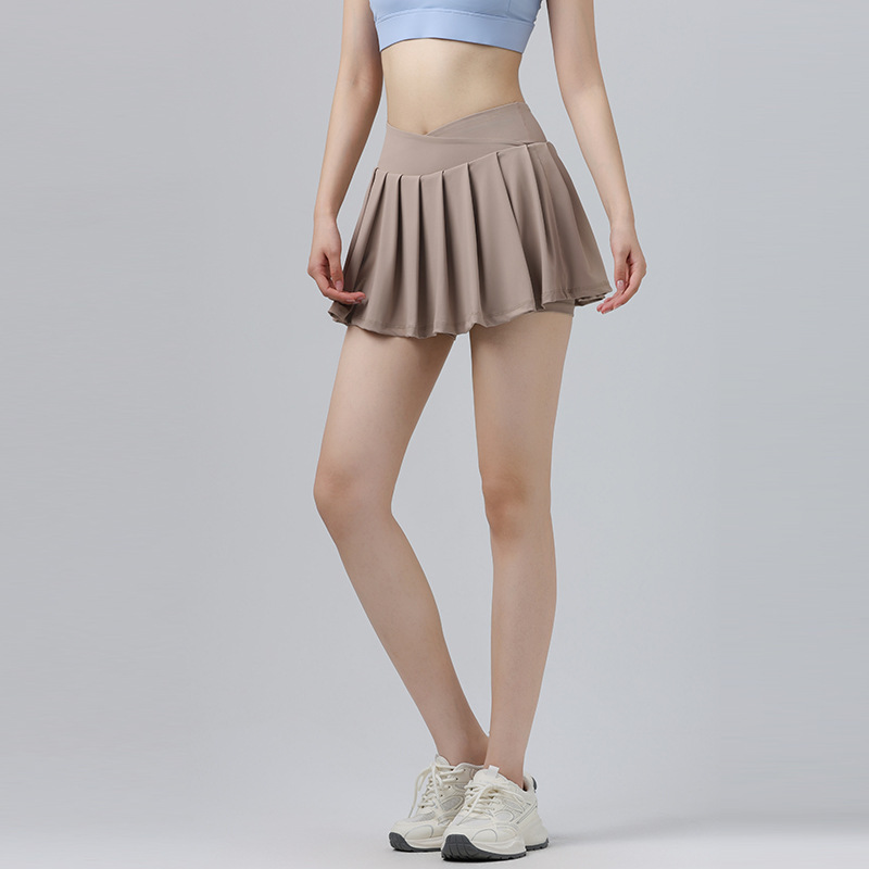 New Short Skirt Women's Summer Anti-Exposure Yoga Pants Running Fitness Wear Quick-Drying Breathable High-Waisted Pleated Tennis Skirt