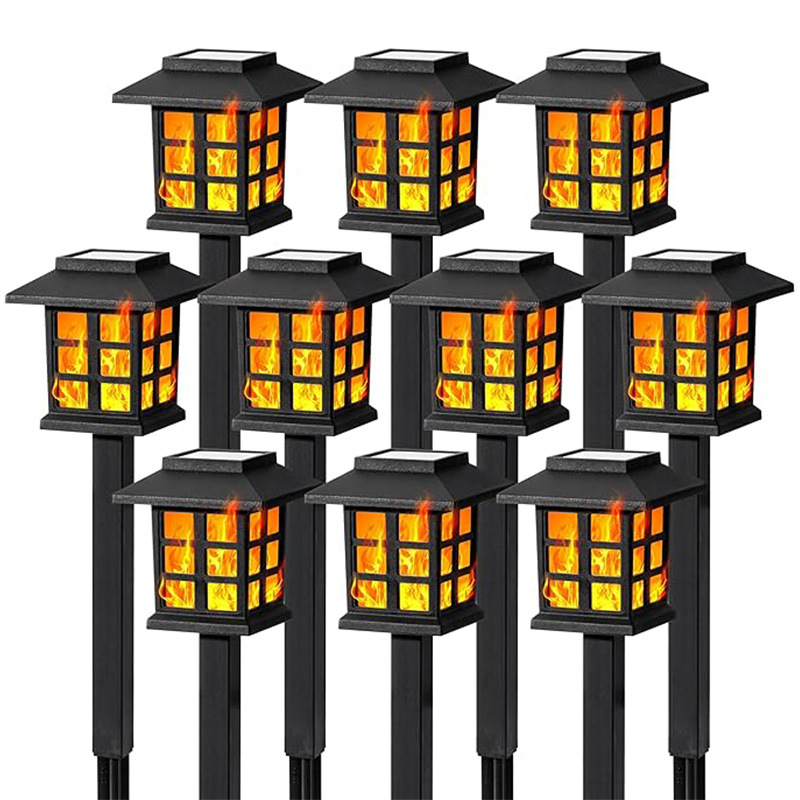 Solar Outdoor LED Lawn Small House Palace Flame Light Courtyard Villa Garden Waterproof Flame Flashing Light
