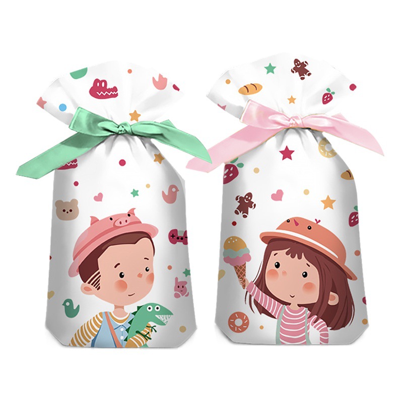 Cute Cartoon Drawstring Bag Ribbon Bag Snowflake Crisp Nougat Fruit Bag Children's Day Gift Packaging Bag