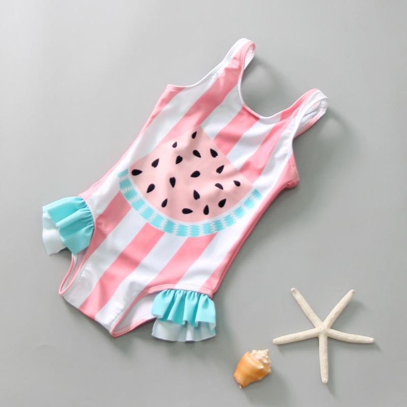 Children's Swimwear Girls' One-piece Long-sleeved Sunscreen Girls' Cute Swimwear Korean Kids Stylish Baby Swimwear