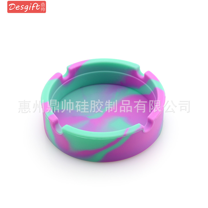 Picture of New silicone round ashtray camouflage mixed color psychedelic ashtray ashtray ashtray Cup printing logo ashtray