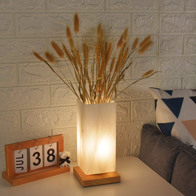 Nordic Decorative Vase Table Lamp Bedroom Creative Simple Warm Nightlight Atmosphere Glass Bedside Lamp Japanese Style Silence