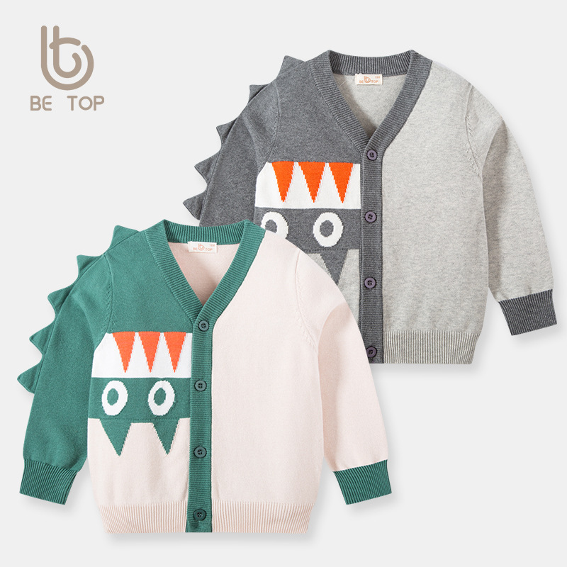 2025 Autumn New Kidsren's Clothing Jacket Kidsren's Knitwear Cardigan Baby Clothes Boys Warm Knitwear Monster Trend