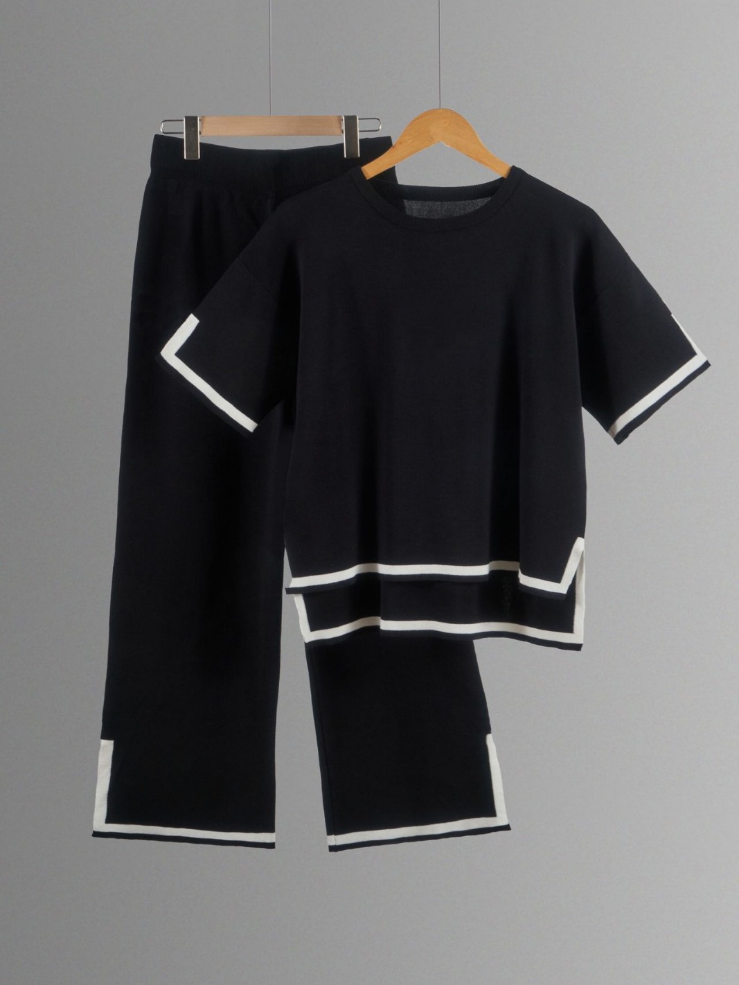 Picture of 2024 Europe and the United States cross-border Amazon summer new knitted suit sweater suit short sleeve pullover wide leg pants