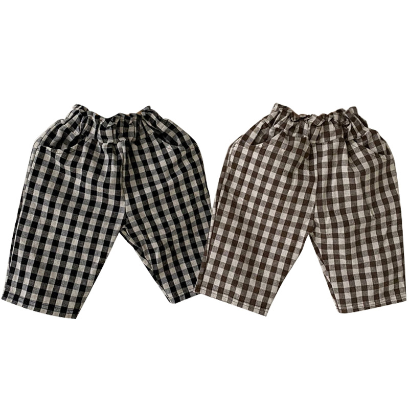 Picture of 2024 Spring & Fall New Korean Style Kidsren's Clothing for Boys and Girls, Cotton Plaid Casual Pants, Kidsren's Pants, Baby Outer Wear