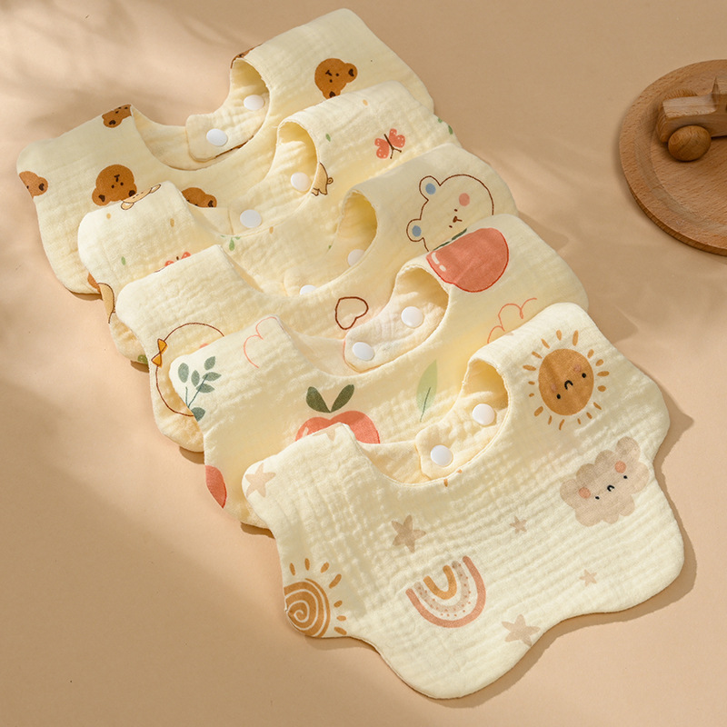 Wholesale petal bib cotton gauze baby anti-spitting saliva towel breathable waterproof newborn bib