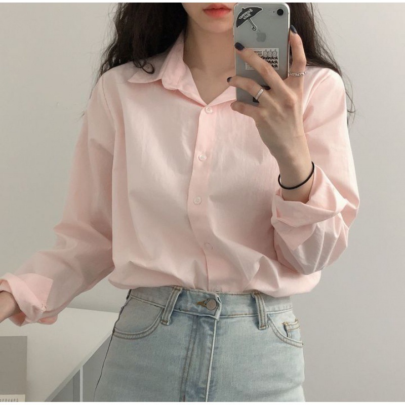 Picture of In stock Spring and Autumn new pure color Korean style long-sleeved shirt women's design sense niche versatile casual shirt jacket