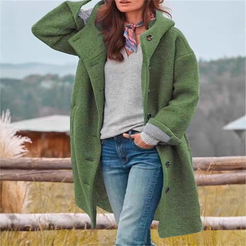 Picture of 2023 Amazon AliExpress women's trench coat American woolen coat autumn and winter New in stock cross-border wholesale Ebay