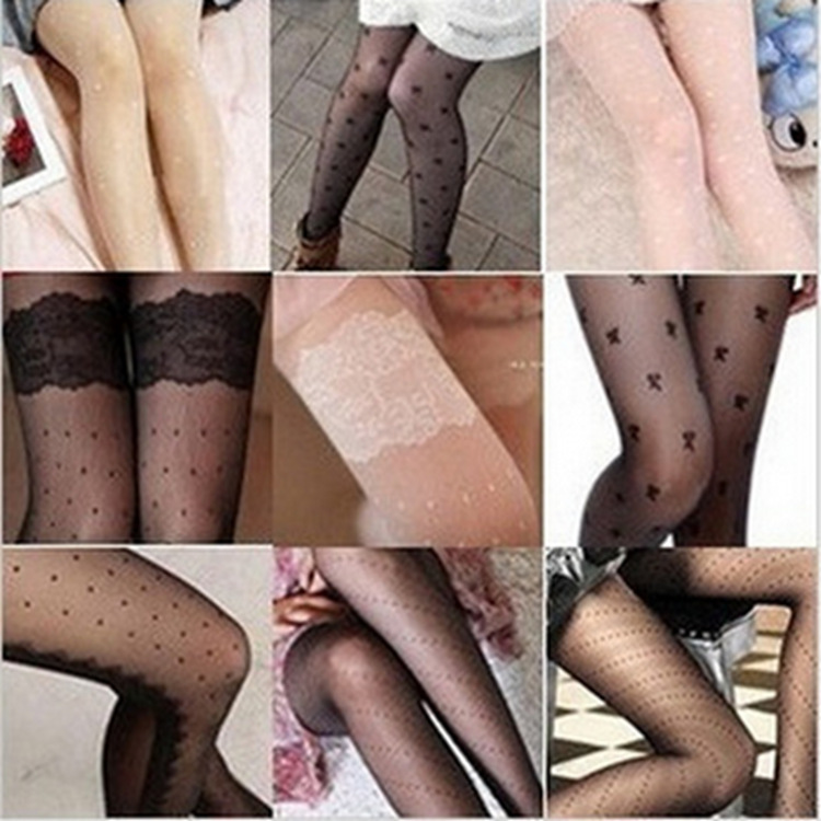 Picture of Mu Ruan core-spun silk jacquard pantyhose black sexy Japanese thin super sexy jk black pantyhose women's pantyhose