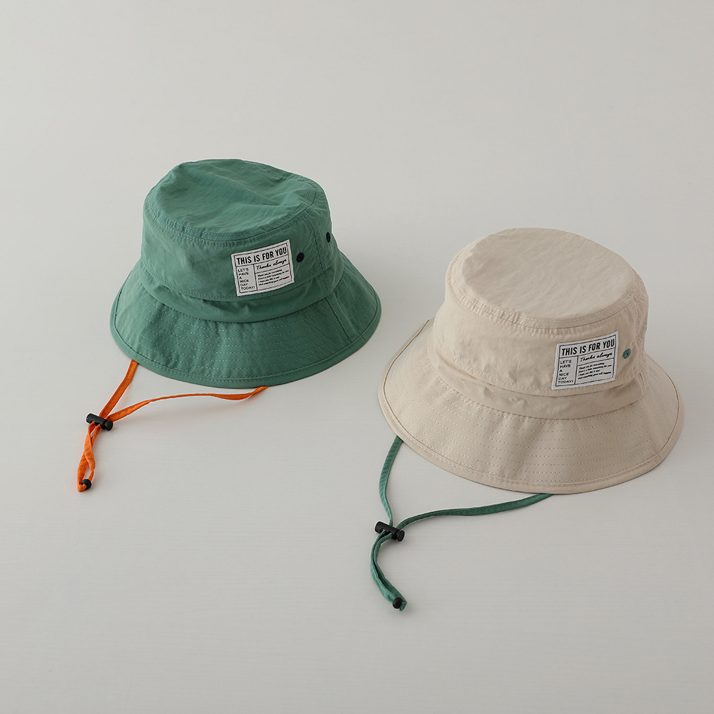 Picture of Letter Square label quick-drying sun hat children's outdoor sun hat UV protection fisherman hat middle and big Children beach hat