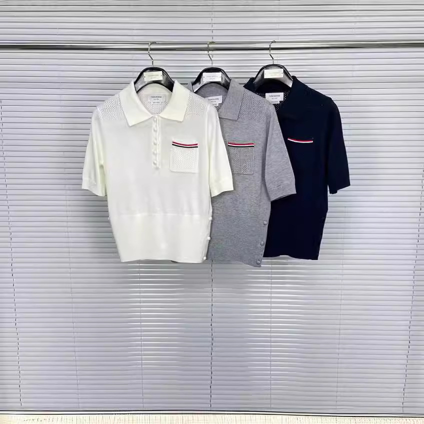 Picture of Factory Direct Tb Tom Summer New Thin Slim Fit Lapel Polo Collar Knitted Age-Reducing Short-Sleeved Top