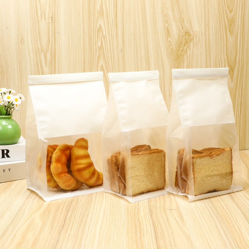 Toast Bread Bag with Window Packaging, Bread Bag with Wire Edge, Baking Cake Bag, Dessert Baking Packaging